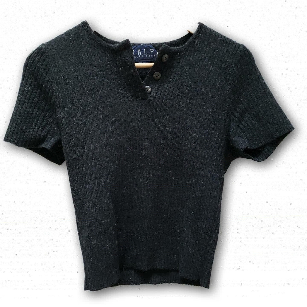 Ralph Lauren Wool Charcoal Grey Cropped Sweater ri